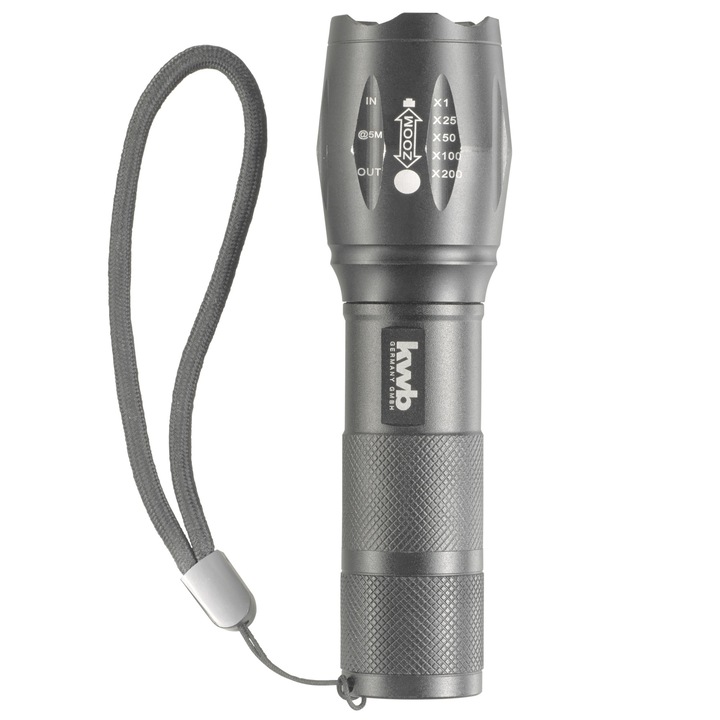 Lanterna mica LED KWB, 282 lm, 5 moduri de lumina, functie de zoom continuu