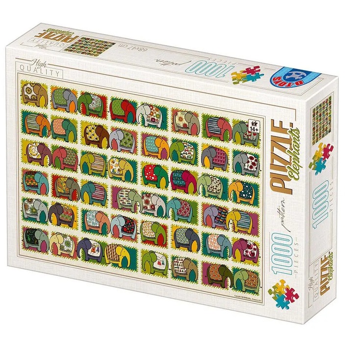 D-Toys - Puzzle David Katai Eszter: Pattern Elephants - 1 000 piese