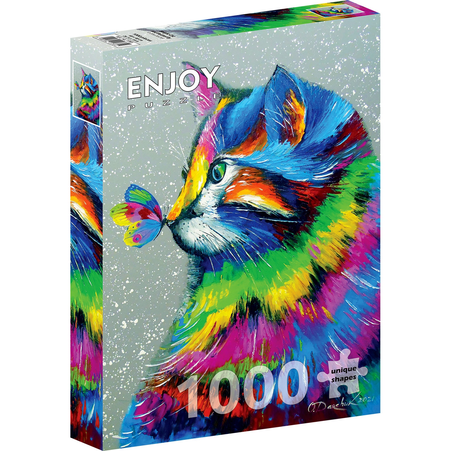 Puzzle 1000 piese Enjoy – Bright Cat and Butterfly - eMAG.ro