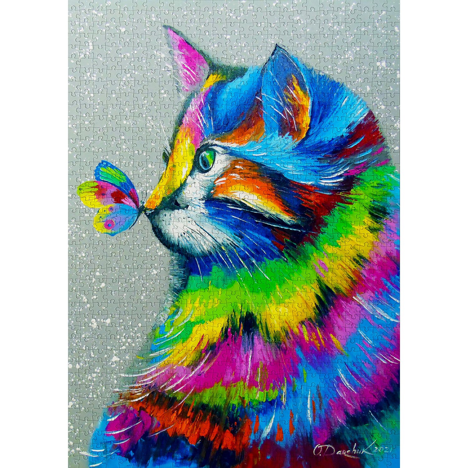 Puzzle 1000 piese Enjoy – Bright Cat and Butterfly - eMAG.ro