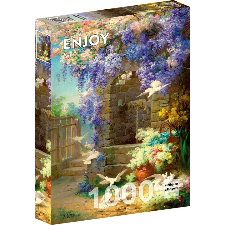 Puzzle 1000 Piese ENJOY – Le Printemps, Peisaj de Primavara cu Liliac, Eugene Bidau, Pictura Celebra – Aspect Mat Anti-Reflexii, Suprafata Catifelata, Piese Rigide cu Forme Unice, Imbinare Stransa, Culori Intense, Inlocuire Piese Lipsa – 68x48 cm