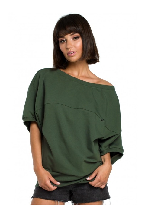 Дамска блуза, Памук/Еластан, Зелена