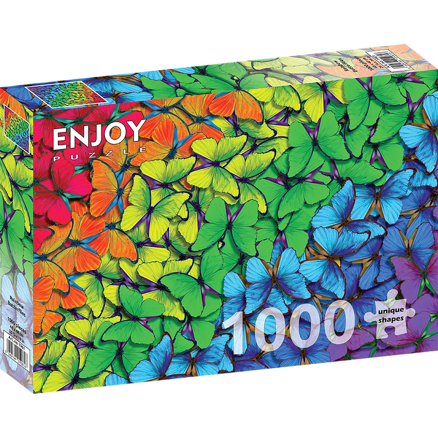 Puzzle 1000 Piese ENJOY – Rainbow Butterflies, Fluturi Colorati in