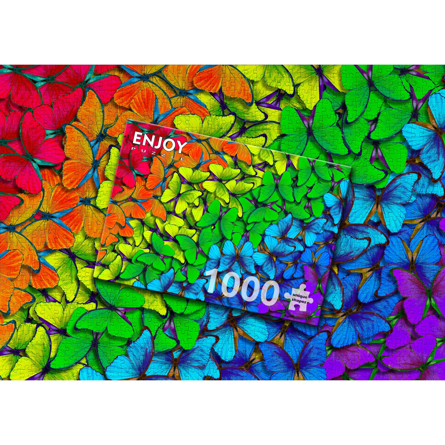 Puzzle 1000 Piese ENJOY – Rainbow Butterflies, Fluturi Colorati in
