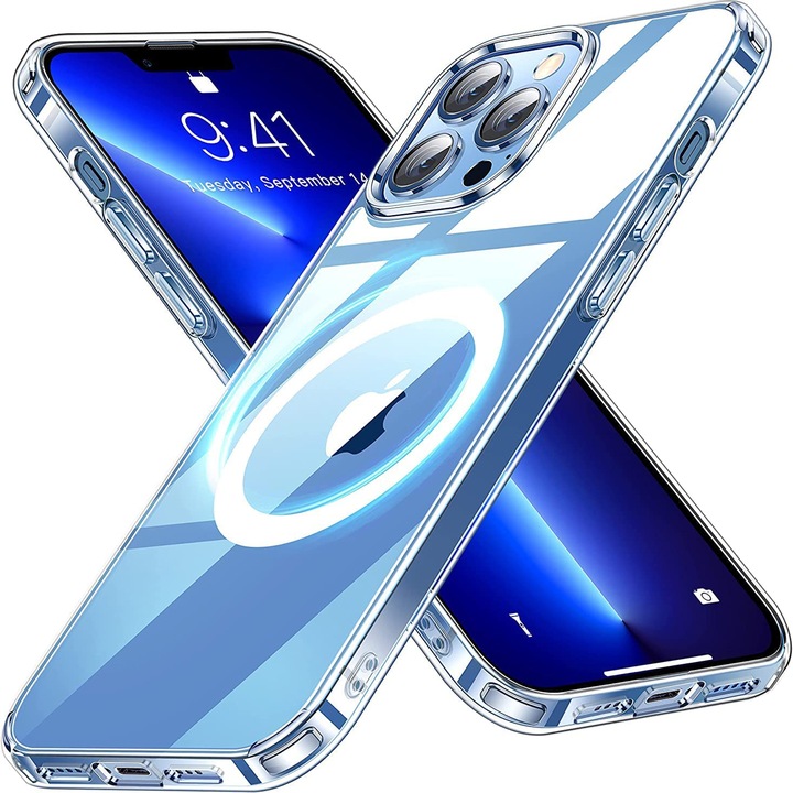 Husa de protectie Apple Clear Case pentru iPhone 14 Pro cu MagSafe, Zggzerg, Transparent