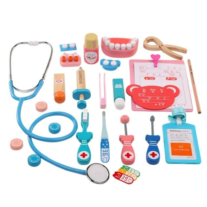 Set de joaca din lemn Micul Doctor Stomatolog – 24 piese