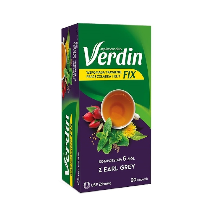 Verdin Fix Tea, Usp, Подпомага храносмилателната система, Аромат на бергамот, 20 пакетчета