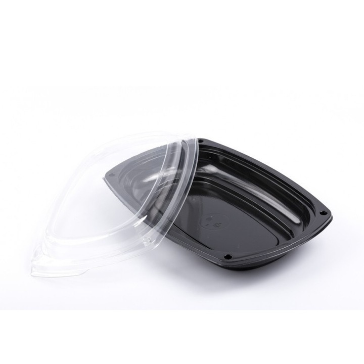 Platou oval negru cu capac transparent 295, Dimensiune Ø295X190X40 mm