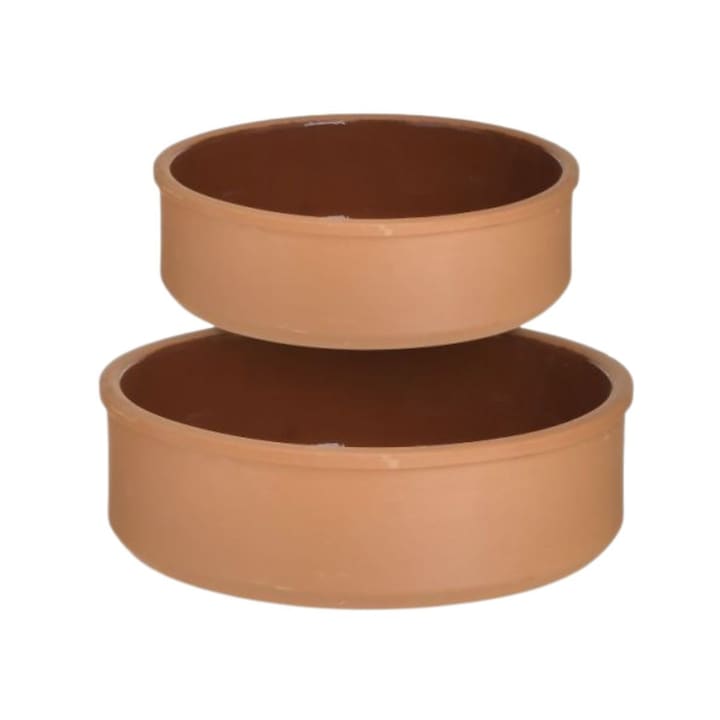 Set 2 vase ceramice pentru cuptor, 23x6cm, 19x6 cm, maro