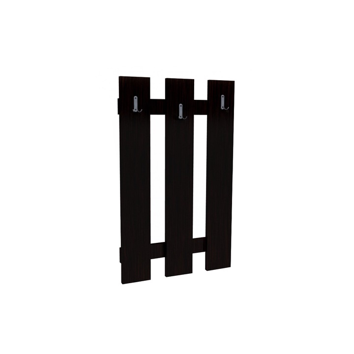 Cuier perete cu 3 fasii Wenge, 50 x 3.6 x 80 cm