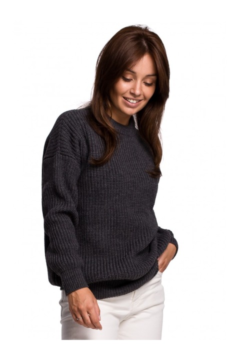 Pulover cu maneca lunga, Acril/Poliamida/Lana, Gri grafit