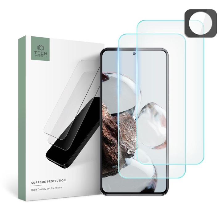 Стъклен протектор TECH-PROTECT 3в1 SUPREME SET за Xiaomi 12T Pro, Clear