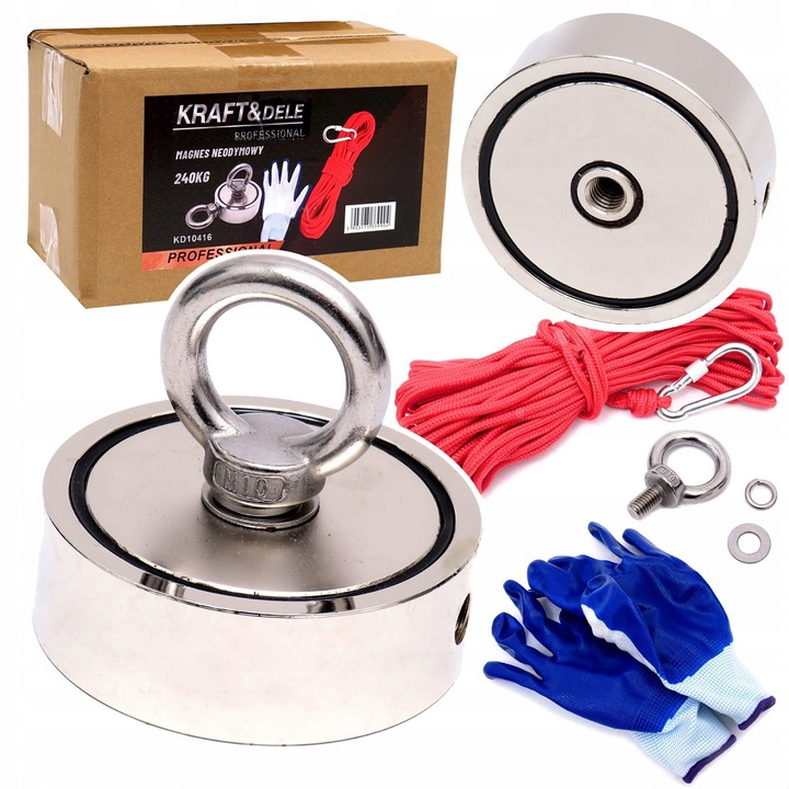 Magnet de neodim cu inel si sfoara 240kg KD10416 KraftProfesional