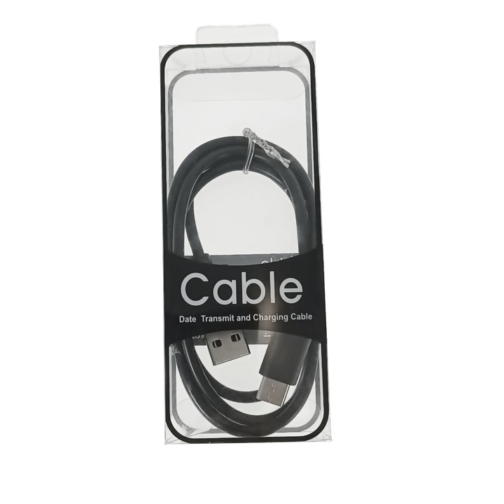 Cablu cu conectori USB-A tata la USB-C tata, lungime 100cm, CBL03B-01, incarcare, transfer date, in blister, negru Negru 1 m