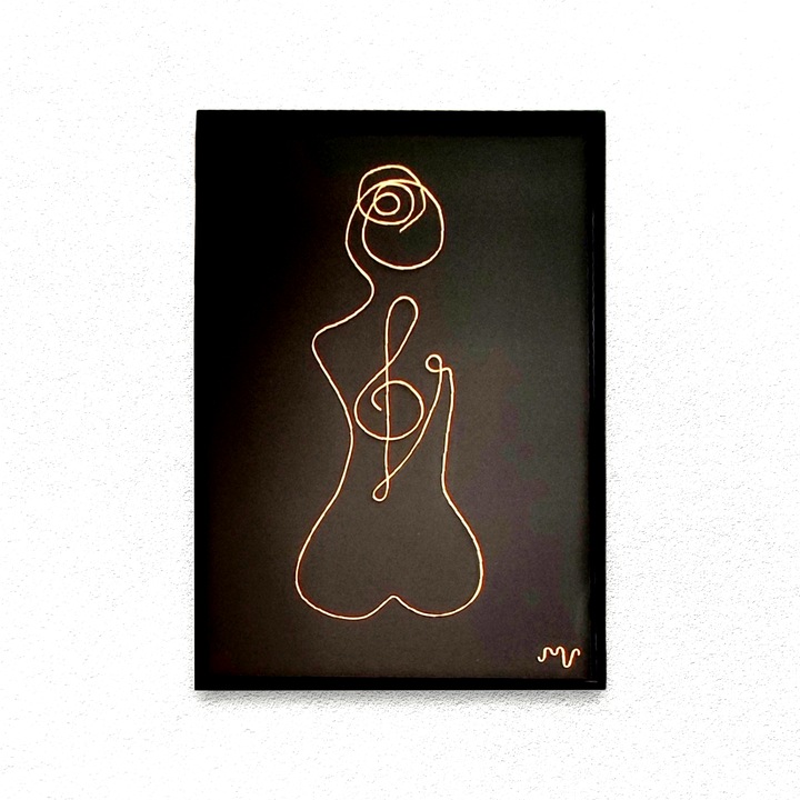 Tablou femeie nud meloman - 21x30cm - Lady 2218