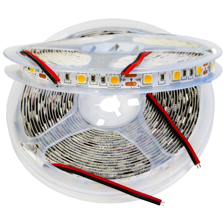 Banda 300 LED SMD 5050 72W cald IP20 12V 5 metri