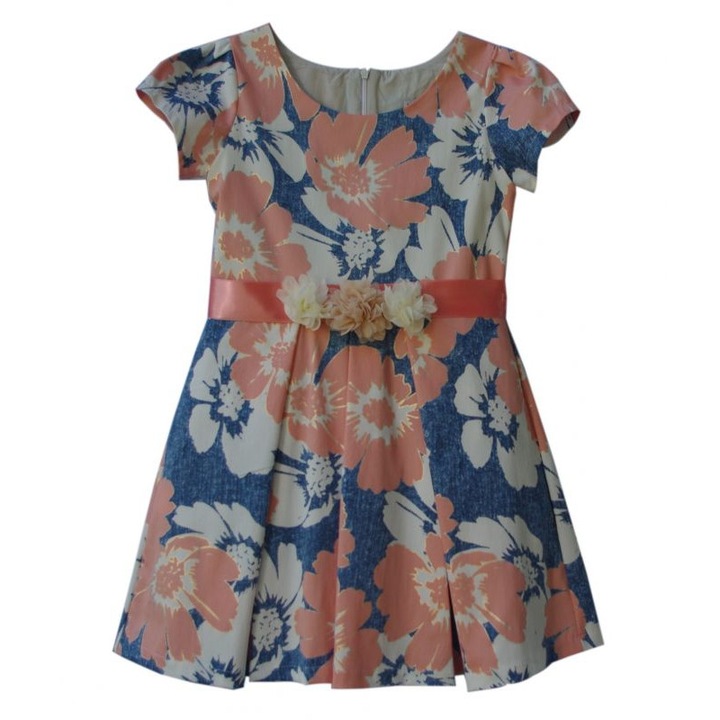 Rochie cu motive florale, Albastru