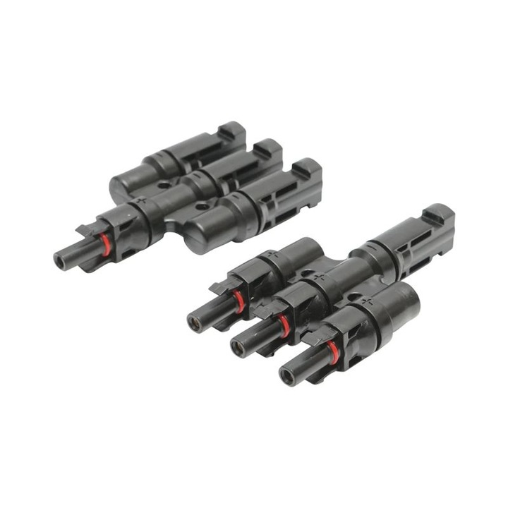 Set conectori solari MC4 tip spliter 3M1F + 3F1M, curent nominal 50A, tensiune 1500VDC