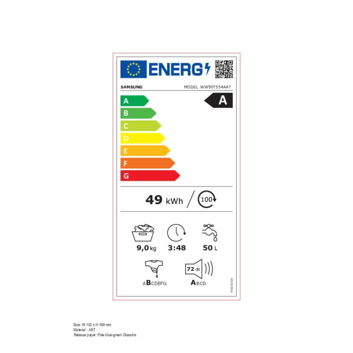 Masina de spalat rufe frontala Samsung WW90T554AAT, 9 kg, clasa A, 1400 rpm, WiFi SmartControl, alb