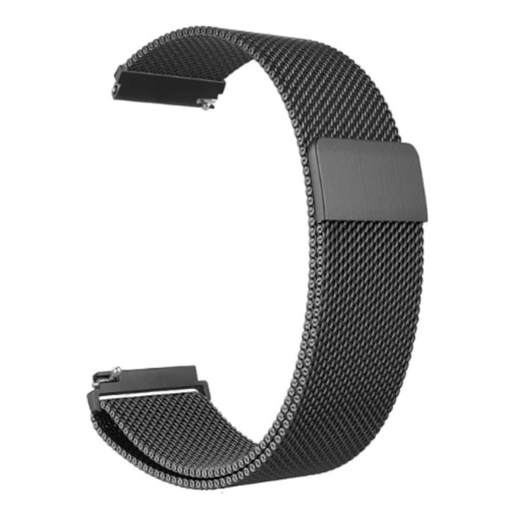 PHN Mag® метална каишка с магнитна закопчалка, съвместима със смарт часовник Amazfit BIP, Samsung Galaxy Active 2, Gear S2, Galaxy Watch 42.20 mm, Quick Release, черен