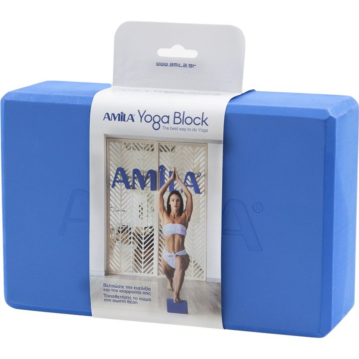 Caramida Yoga Block, Amila, Spuma EVA, Albastru