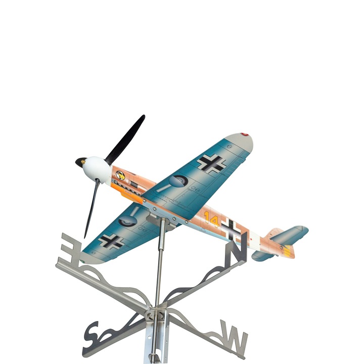 Ветропоказател Месершмит Me109 на Ханс-Йоахим Марсей Catch Your Wind, Инокс, Ръчно изработен, Подаръчен комплект
