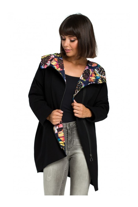 Дамска качулка, памук/еластан, черна