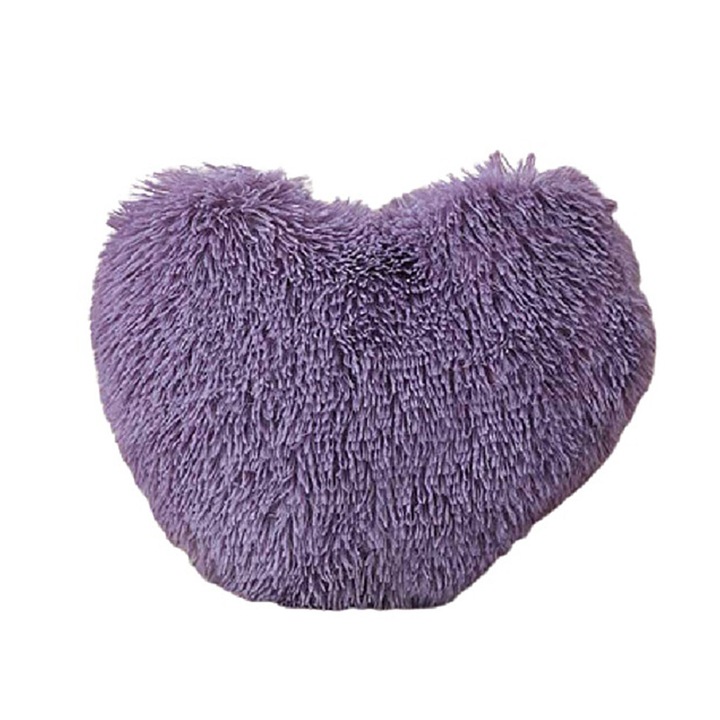 Декоративна възглавница, форма на сърце, 40x30 см, пухкав микрофибър, лилаво, Jojo, I01
