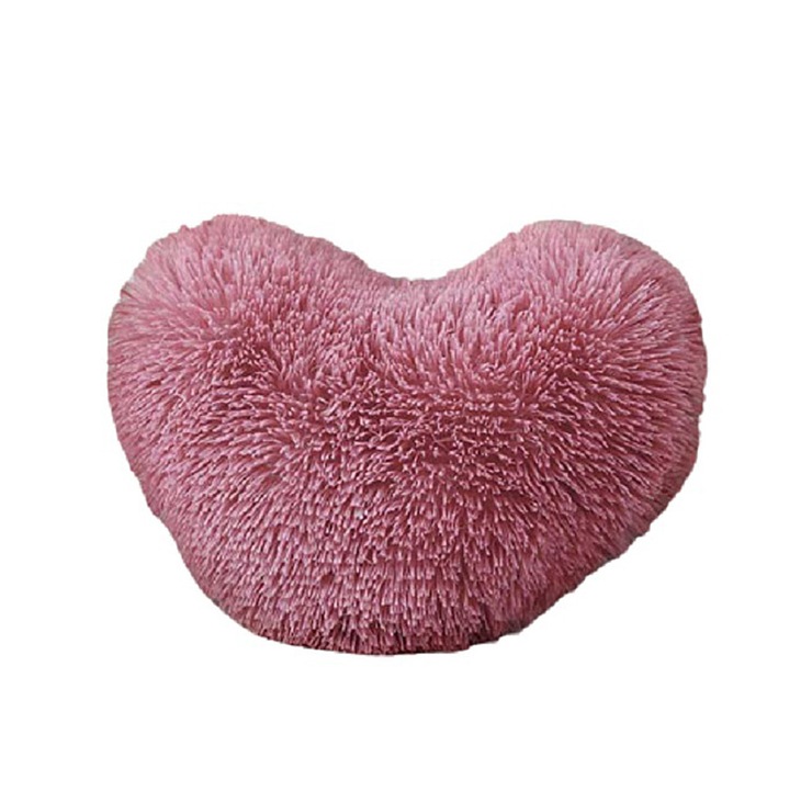 Декоративна възглавница, форма на сърце, 40x30 см, пухкав микрофибър, прашно розово, Jojo, I07