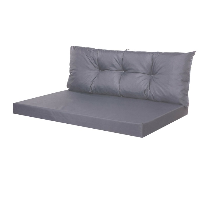 Set perne decorative, Pentru mobilier paleti, perna sezut 120 x 60cm, Perna spate 120 x 50cm, perne pentru canapea de gradina, Gri