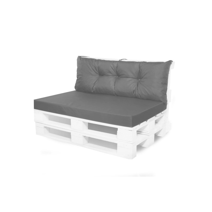 Set perne decorative, Pentru mobilier paleti, perna sezut 120 x 60cm, Perna spate 120 x 50cm, perne pentru canapea de gradina, Gri