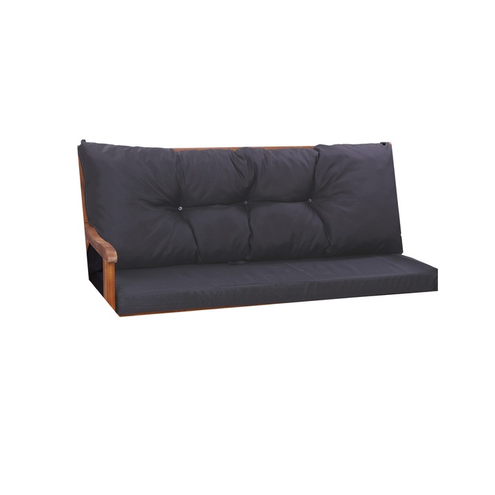 Perna pentru balansoar de gradina, Old garden, sezut 160 x 50 si spatar 160 x 40 cm, perna de banca, Gri