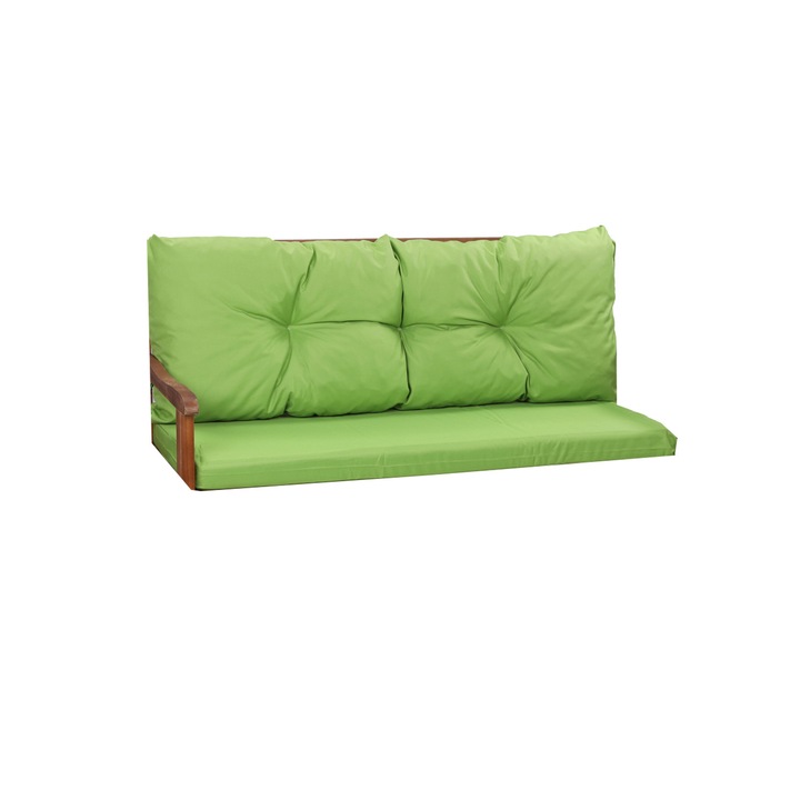 Perna pentru balansoar de gradina, Old garden, sezut 120 x 60 si spatar 120 x 50 cm, perna de banca, Verde deschis