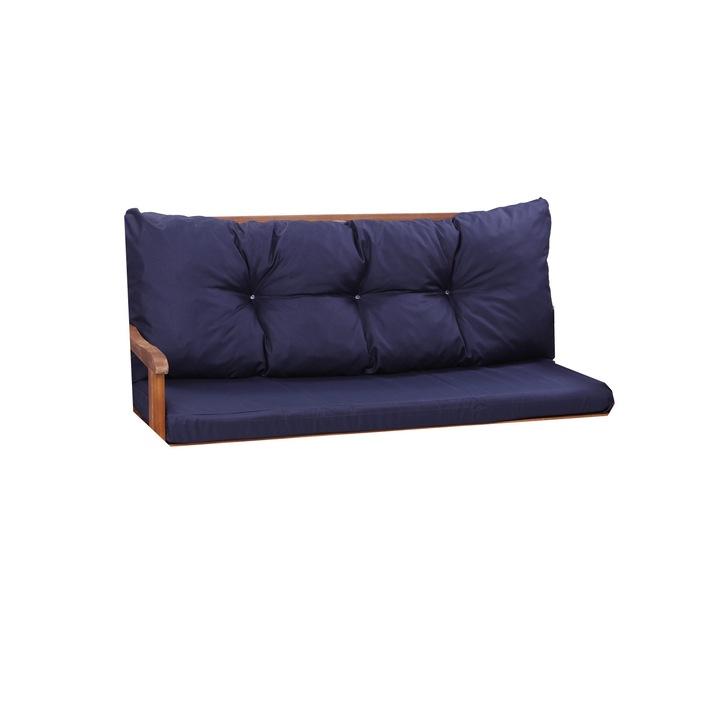 Perna pentru balansoar de gradina, Old garden, sezut 120 x 60 si spatar 120 x 50 cm, perna de banca, Albastru inchis