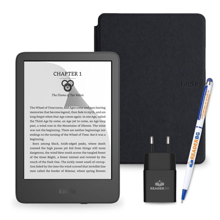 Комплект eBook четец Amazon Kindle 2022, Черен, Черен, 4 части