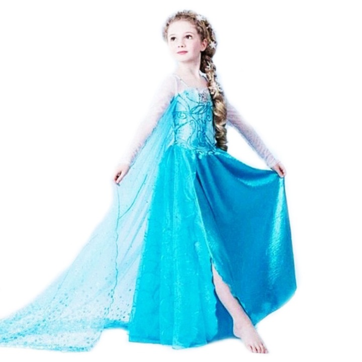 Карнавална рокля Elsadwqaxz, Син, 100 CM