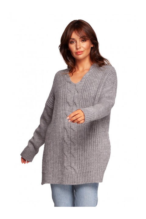 Tunika pulóver, akril/poliészter/gyapjú, szürke