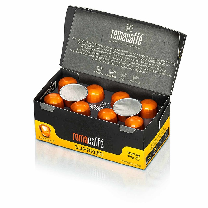 Кафе капсули REMACAFFE Supremo, Съвместими с Nespresso, 20 броя
