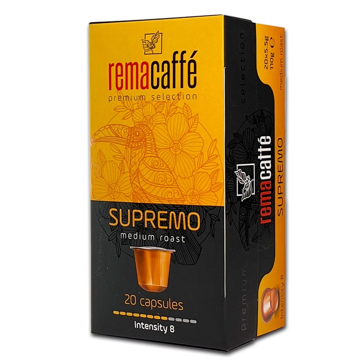 Pachet 20 capsule cafea Supremo, REMACAFFE, Compatibil cu Nespresso