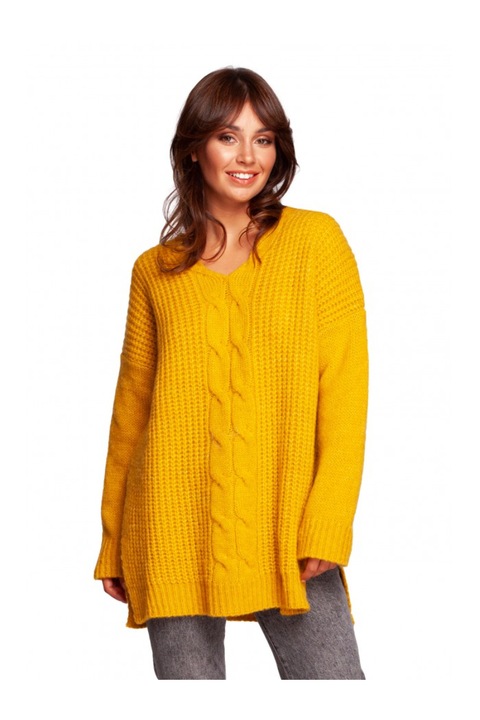 Tunika pulóver, akril/poliészter/gyapjú, méz