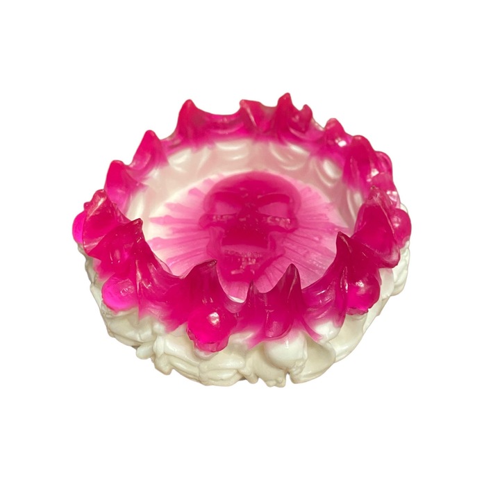 Scrumiera Gentelo Crazy Skull, alb-roz, dimensiune 120 mm X 50 mm