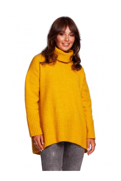 Nyakú pulóver, akril/poliészter/gyapjú, sárga