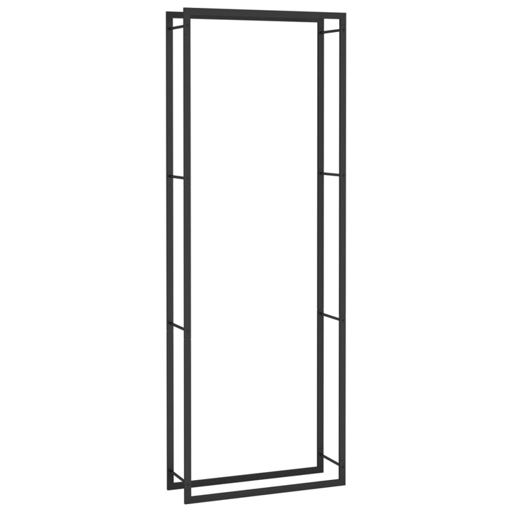 Стойка за дърва за огрев vidaXL, черен мат, 80x28x222 см, стомана
