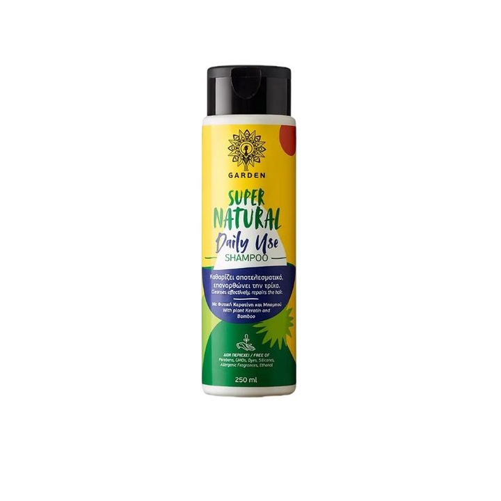 Sampon pentru utilizare zilnica, Garden Of Panthenols, Super Natural, Keratina vegetala/Bambus, 250 ml