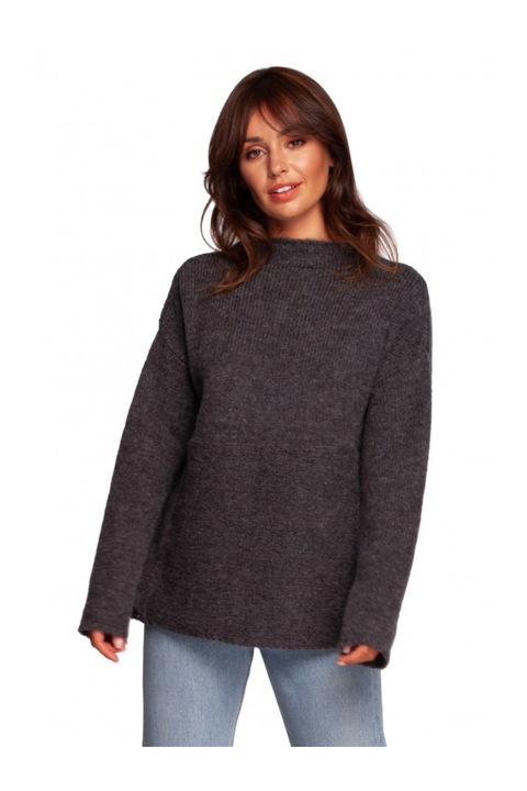 Női pulóver, akril/poliészter/gyapjú, grafitszürke