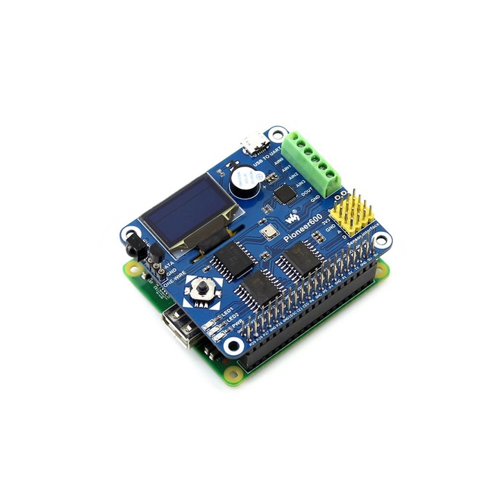 Modul extensie Pioneer600, Waveshare, Display OLED 0.96 inch, 128x64, Compatibila cu Raspberry Pi