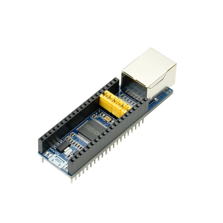 Ethernet/UART конвертор модул Waveshare, 2 канала, 3.3/5 V, 74.50x21 mm, Съвместим с Raspberry Pi Pico