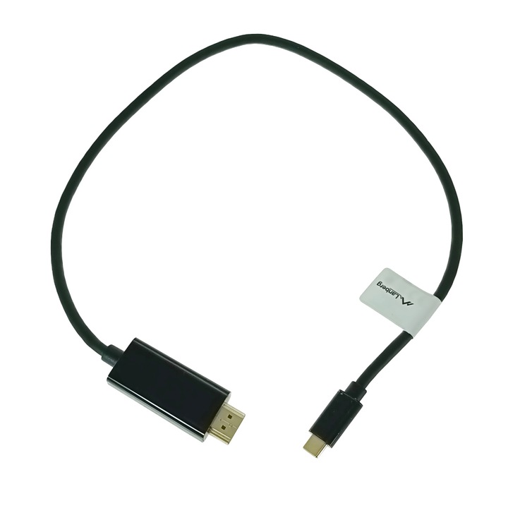 Cablu adaptor USB-C tata la HDMI tata, USB 3.2 gen.2, HDMI 2.0, Lanberg 43675, FHD-144Hz, 4K-60Hz, 18Gb/s, 50cm, negru