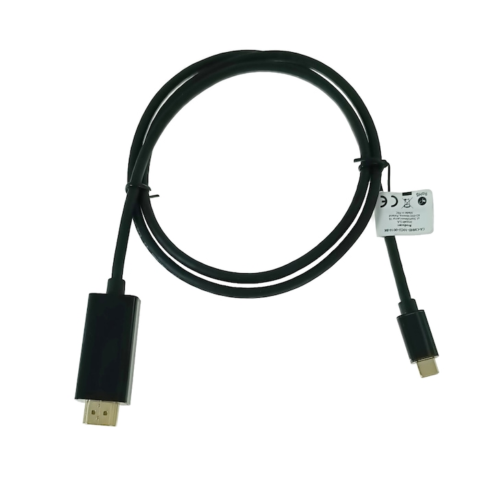 Cablu adaptor USB-C tata la HDMI tata, USB 3.2 gen.2, HDMI 2.0, Lanberg 43676, FHD-144Hz, 4K-60Hz, 18Gb/s, 100cm, negru