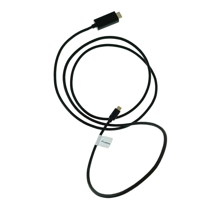 USB-C мъжки към HDMI мъжки адаптерен кабел, USB 3.2 gen.2, HDMI 2.0, Lanberg 43677, FHD-144Hz, 4K-60Hz, 18Gb/s, 180cm, черен